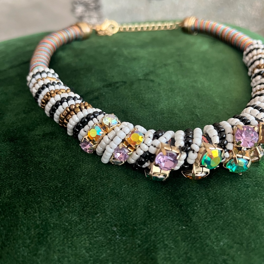 Vintage Beaded and Studded Rope Necklace